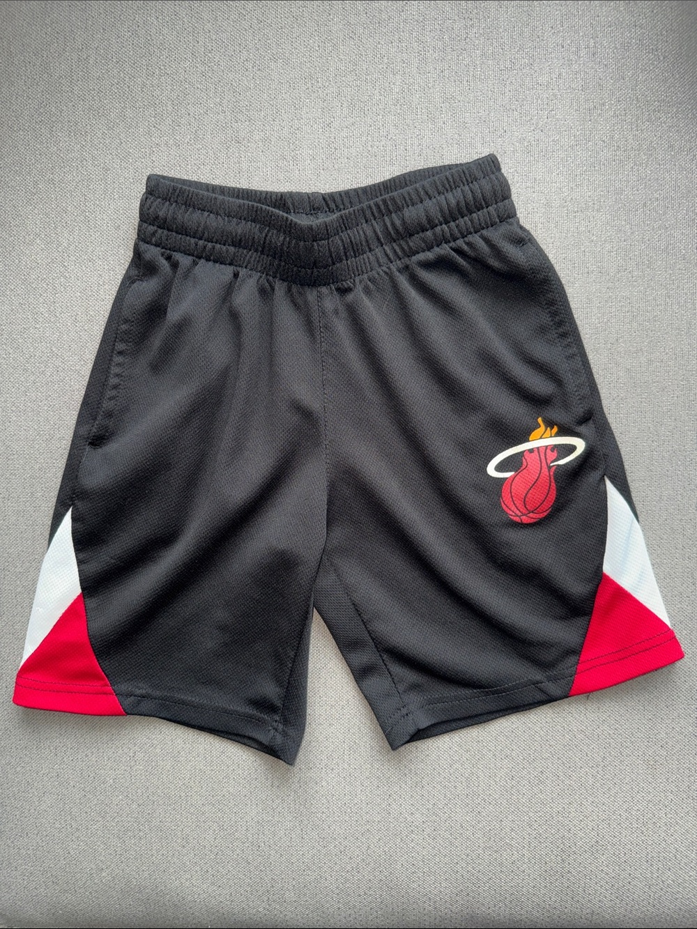 NBA Black Kids Basketball Shorts with Red and White Panels